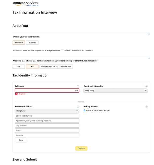 Amazon Tax Interview